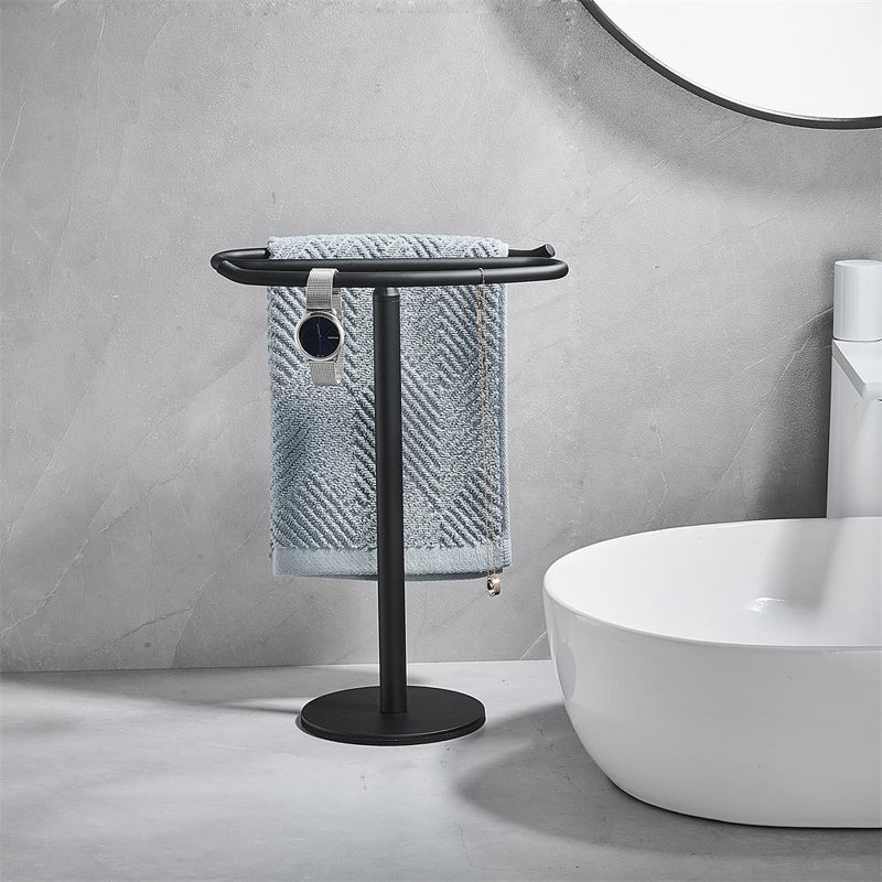 Black Stainless Steel Freestanding Countertop Towel Stand