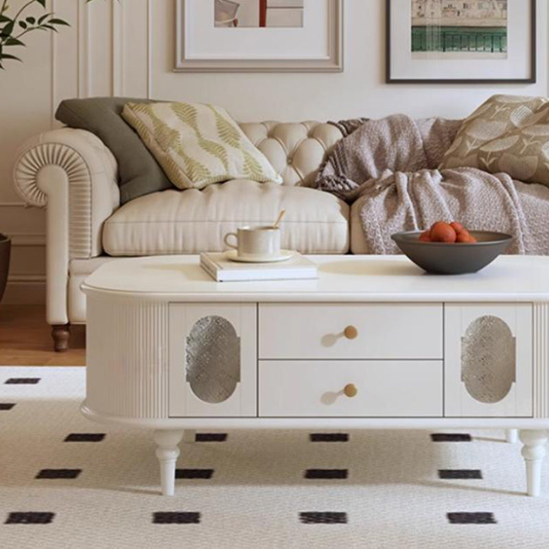 Table basse en bois massif de style rétro classique, H 17,71 po x L 47,24 po x l 25,59 po
