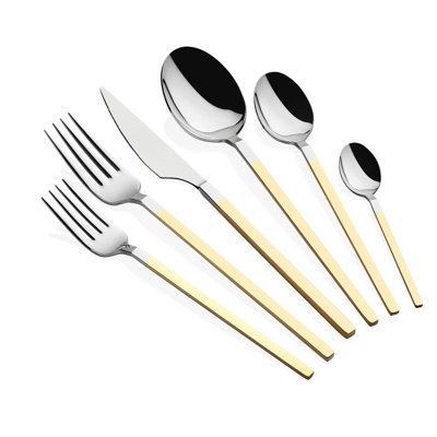 Ensemble de couverts de qualité supérieure, 100% acier inoxydable, argent | Comprend 6 cuillères à table (8,4 po), 6 fourchettes de table (8,5 po), 6 couteaux de table (8,7 po), 6 cuillères à dessert (7,0 po), 6 fourchettes à dessert (7,2 po), 6 cuillères à thé (4,4 po), élégant Et durable pour une utilisation quotidienne