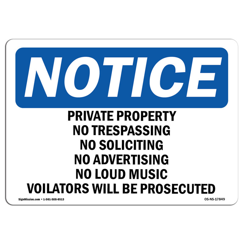 Signe de propriété privée sans intrusion
