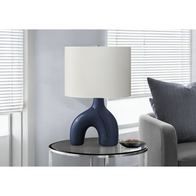 Lighting, 25"h, Table Lamp, Blue Ceramic, Ivory / Cream Shade, Contemporary, Modern
