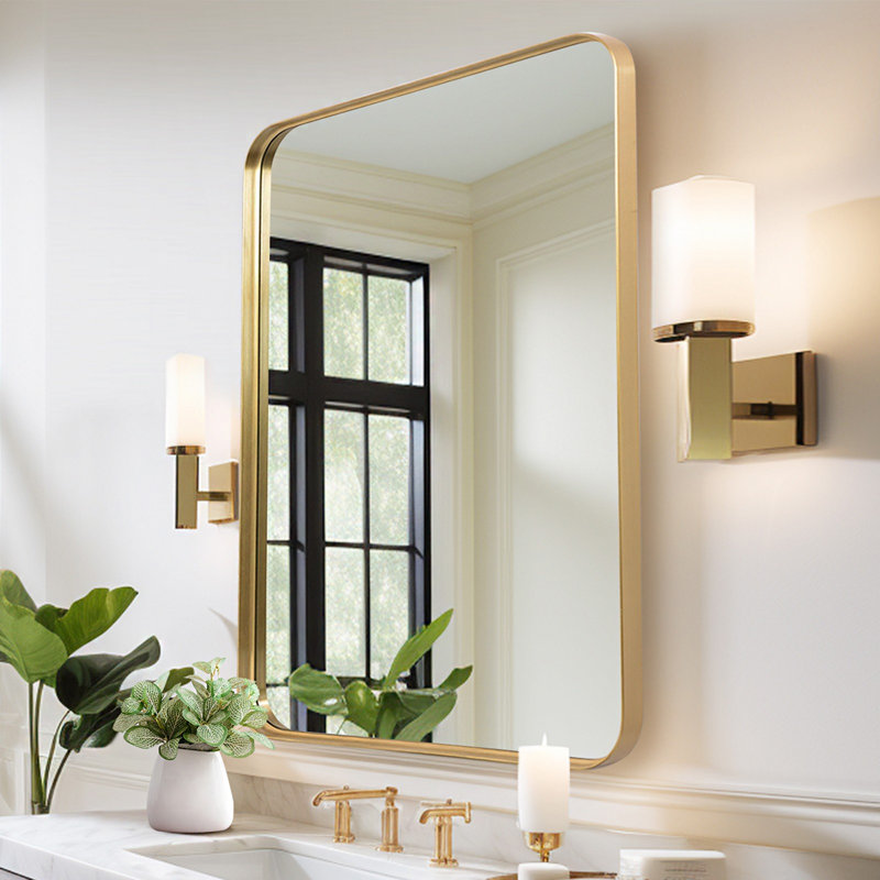 Miroir mural de salle de bain Matherne, 36 po x 24 po, Or
