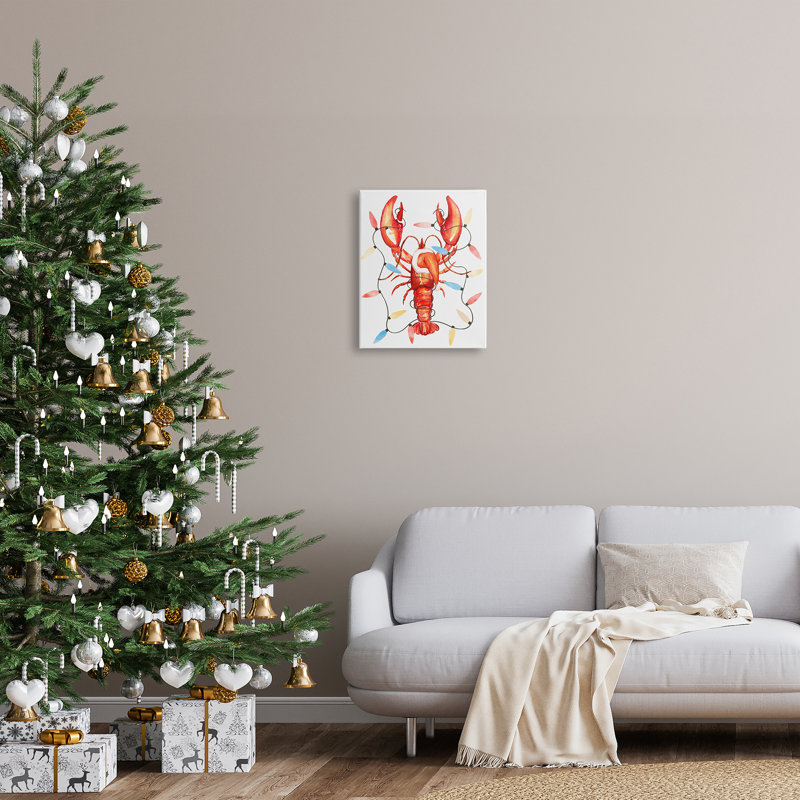 «Nautical Lobster Christmas Lights on Canvas», impression, H 20 po x l 16 po x P 1,5 po