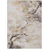 Machine Washable Indoor/Outdoor Xhevrie Putty Rug