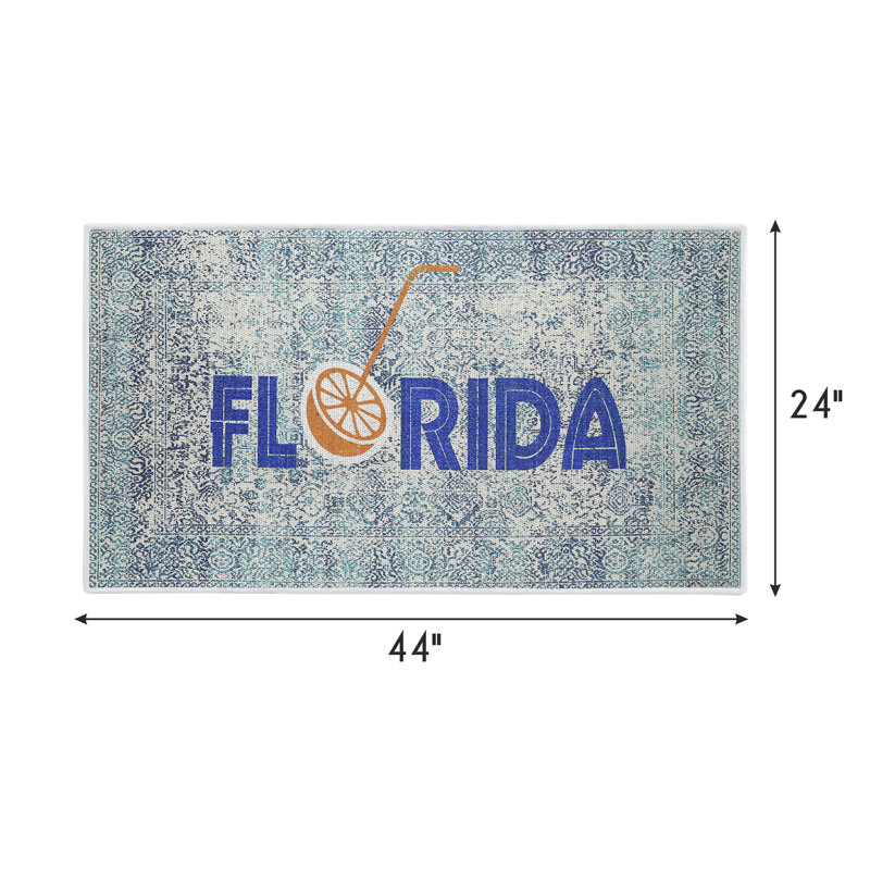 Tapis gris / bleu en coton