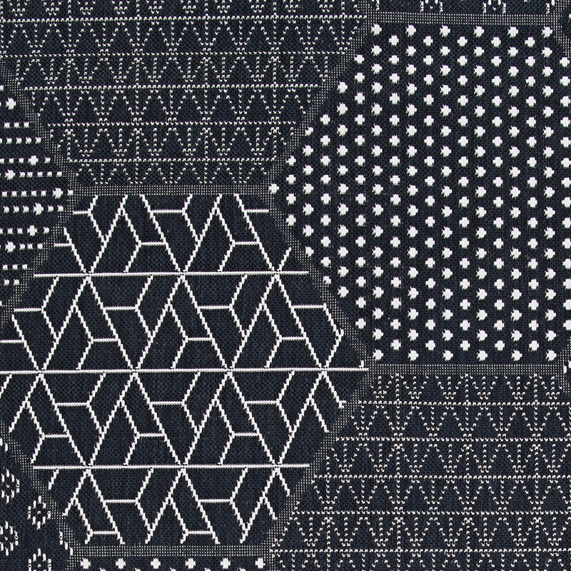 Griess Geometric Flatweave Black Indoor Outdoor Area Rug, Rectangle 5'3" x 7'6"