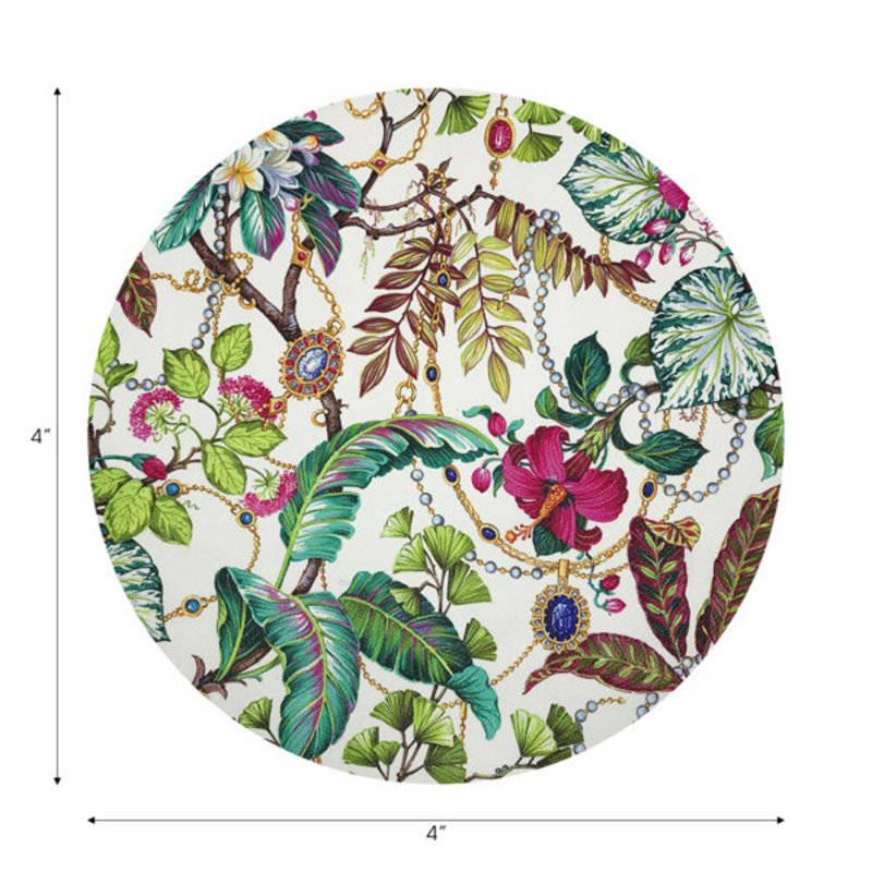 Sous-verres ronds en cuir végétalien naturel Plumeria, Naturel
