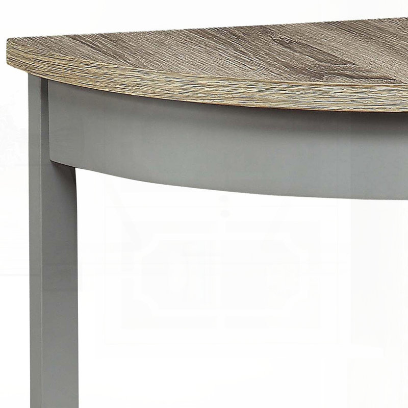 Console demi-lune avec tablette inférieure et finition chêne gris