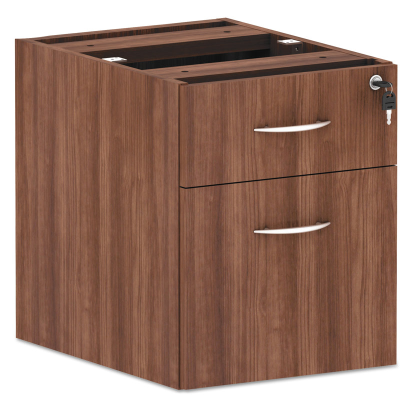 Modern Walnut 2-Drawer Lockable Legal Size File Cabinet