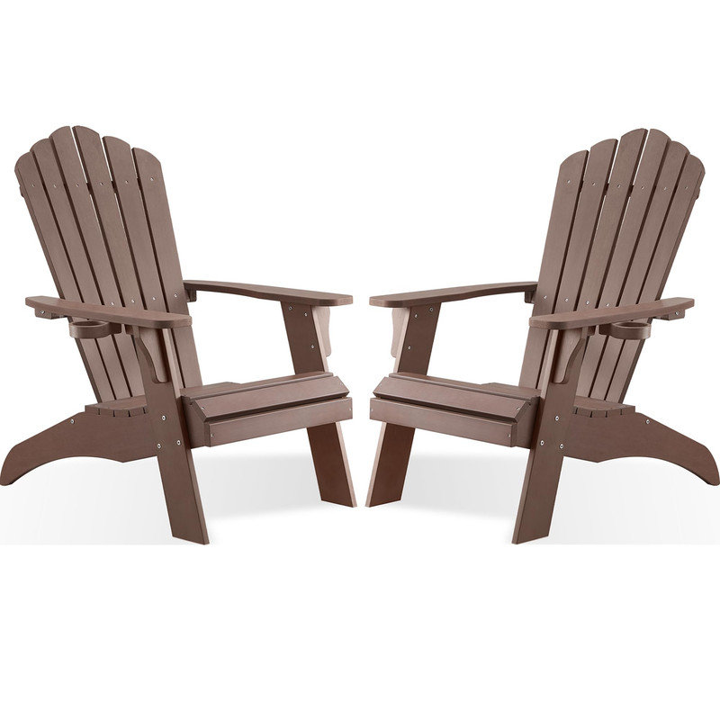Adirondack Chair Set of 2, Outdoor Oversized Patio Chair, Coffee, 2