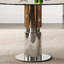 Table de salle à manger ronde en verre trempé de 35 pouces avec pieds en acier inoxydable, idéale pour les petits espaces et les décors modernes