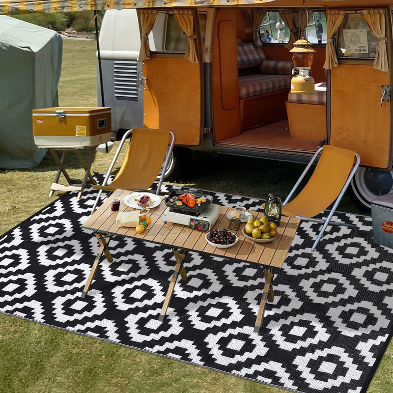 Tapis d'extérieur marocain réversible pour l'extérieur, Rectangle 8 pi x 10 pi