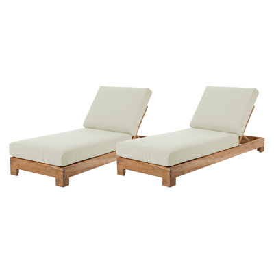 2 chaises longues d'extérieur en teck Pacific