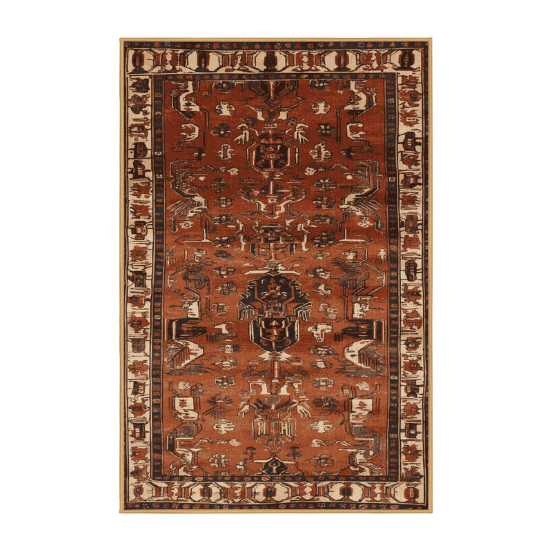 Tapis brun turc lavable à la machine, Rectangle 4pi x 6 pi