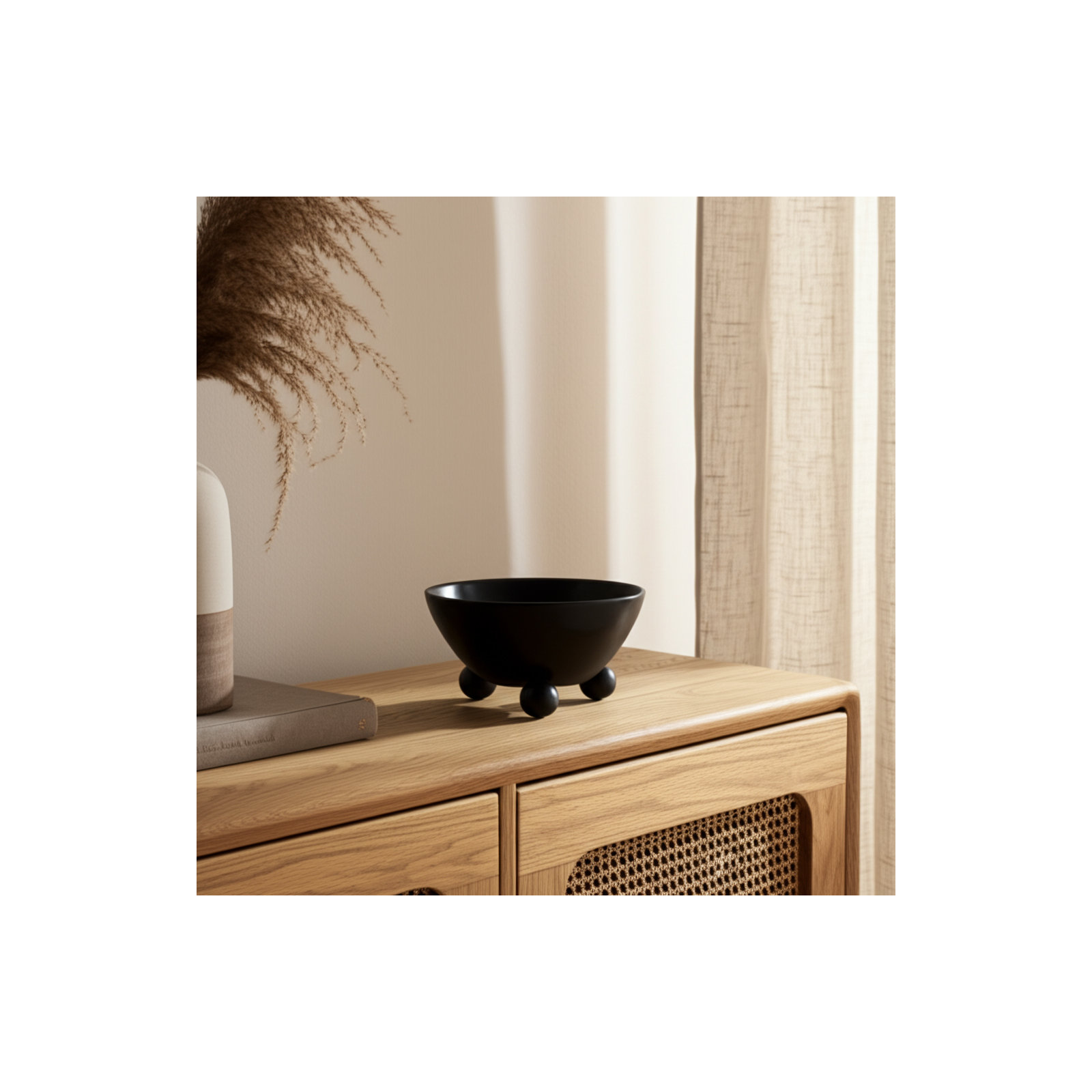 12" Bowl With Ball Feet, Black