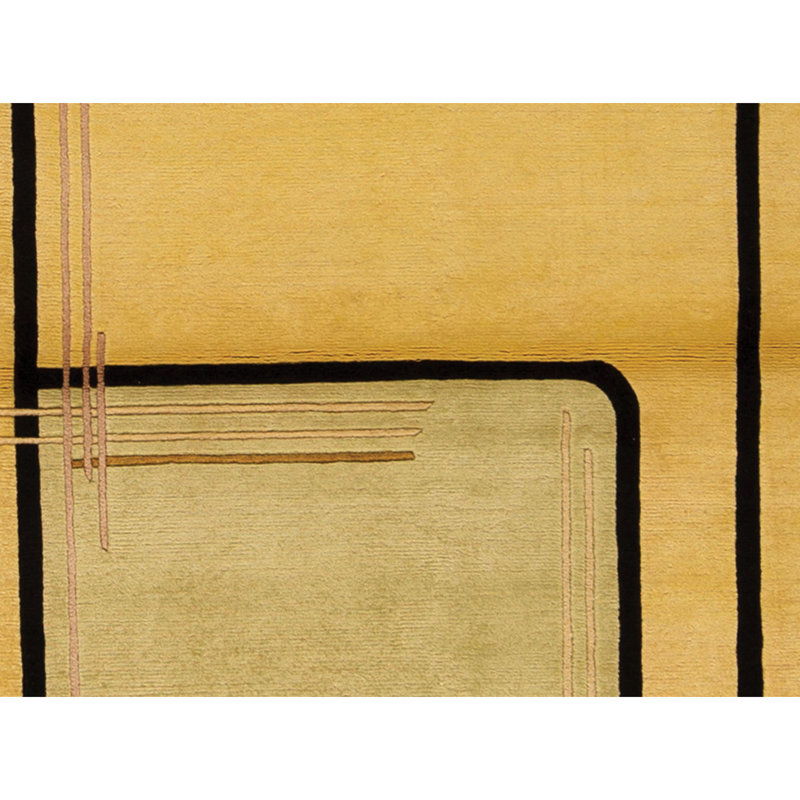 Tapis ivoire et noir noué à la main de haute qualité