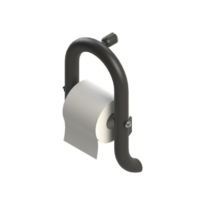 INVISIA Toilet Roll Holder 13" in Matte Black, Designer Luxury Grab Bar 2-in-1 (500 lb. Capacity)