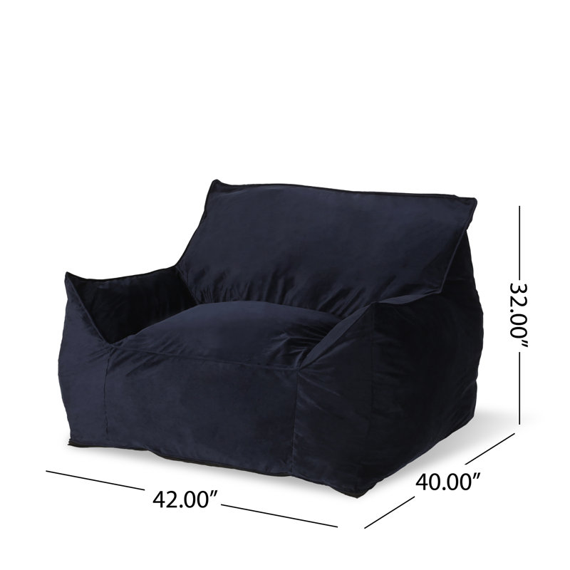 Large Velvet Bean Bag Chair Lounge Floor Chair Memory Foam Filled with Solid Microfiber Cover, Midnight Blue Velvet