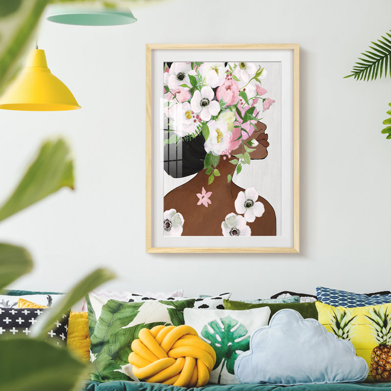 "Floral Way", reproduction encadrée, Blanc, Papier encadré naturel