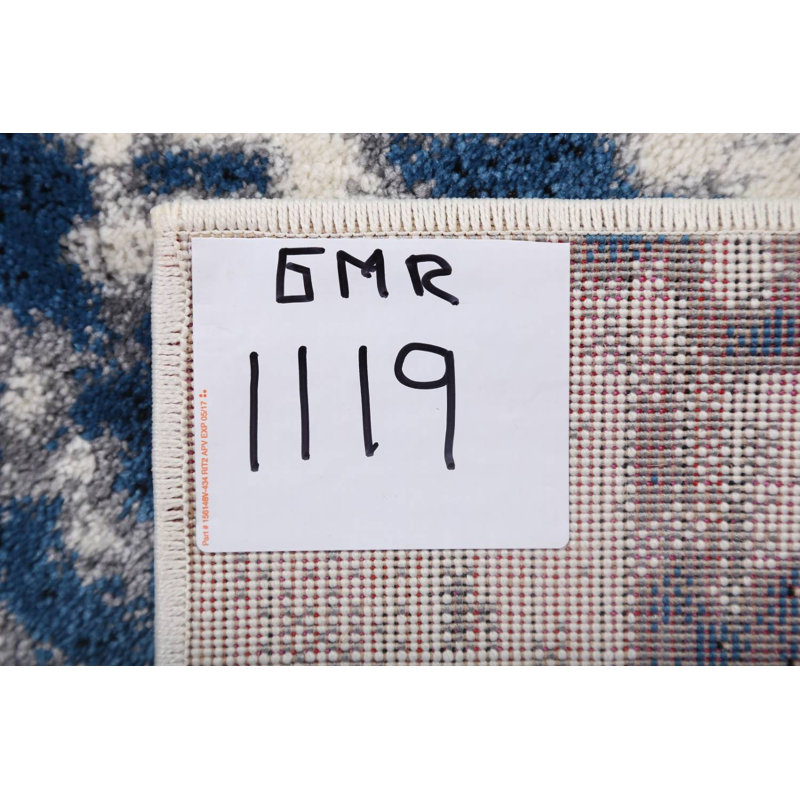 Tapis ivoire/bleu ciel Cummings, Rectangle 6 pi x 9 pi