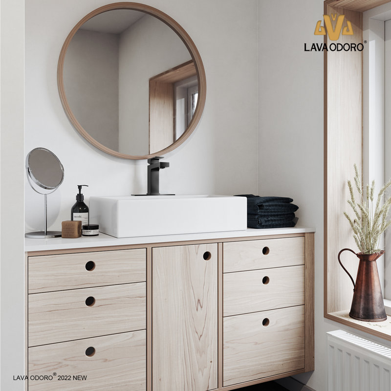 Matte Black Single Handle Brass Bathroom Faucet with Drain Assembly