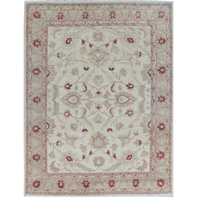 Hand-Knotted High-Quality Ivory and Light Green Area Rug