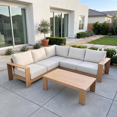 Acanva Ciela L-Shaped Outdoor Patio Sofa with Coffee Table
