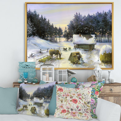 " Winterscene With Cottage Covered In Snow " Painting Print