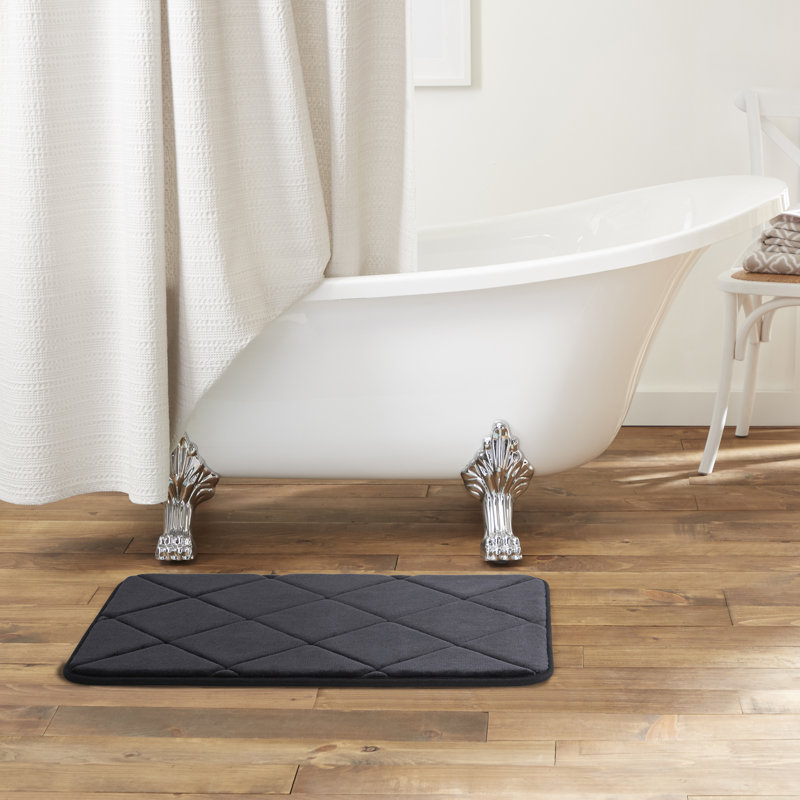 Haruhi Non-Slip Bath Mat, Black, 22" W x 36" L