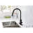 Pull Down Kitchen Faucet - Matt Black Stainless Steel, 360 Swivel Nozzle, Corrosion & Rust, Single Handle For Water Temperature And Flow Regulation Steel With Rotatable Rust Treatment, Convenient-1877208587