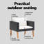 Canapé de patio simple vidaXL, structure en poly rotin et acier thermolaqué, résistant aux intempéries, coussins inclus, mobilier d'extérieur modulaire léger, facile à nettoyer, noir avec coussins blanc crème-1353201832-1353201833