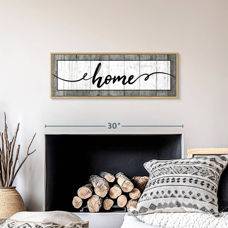 Plaque murale typographique en bois, Floating Frame Natural Wood, 28 po x 10 po