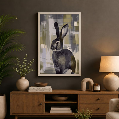 Quiet Rabbit Study Modern - Wrapped Canvas