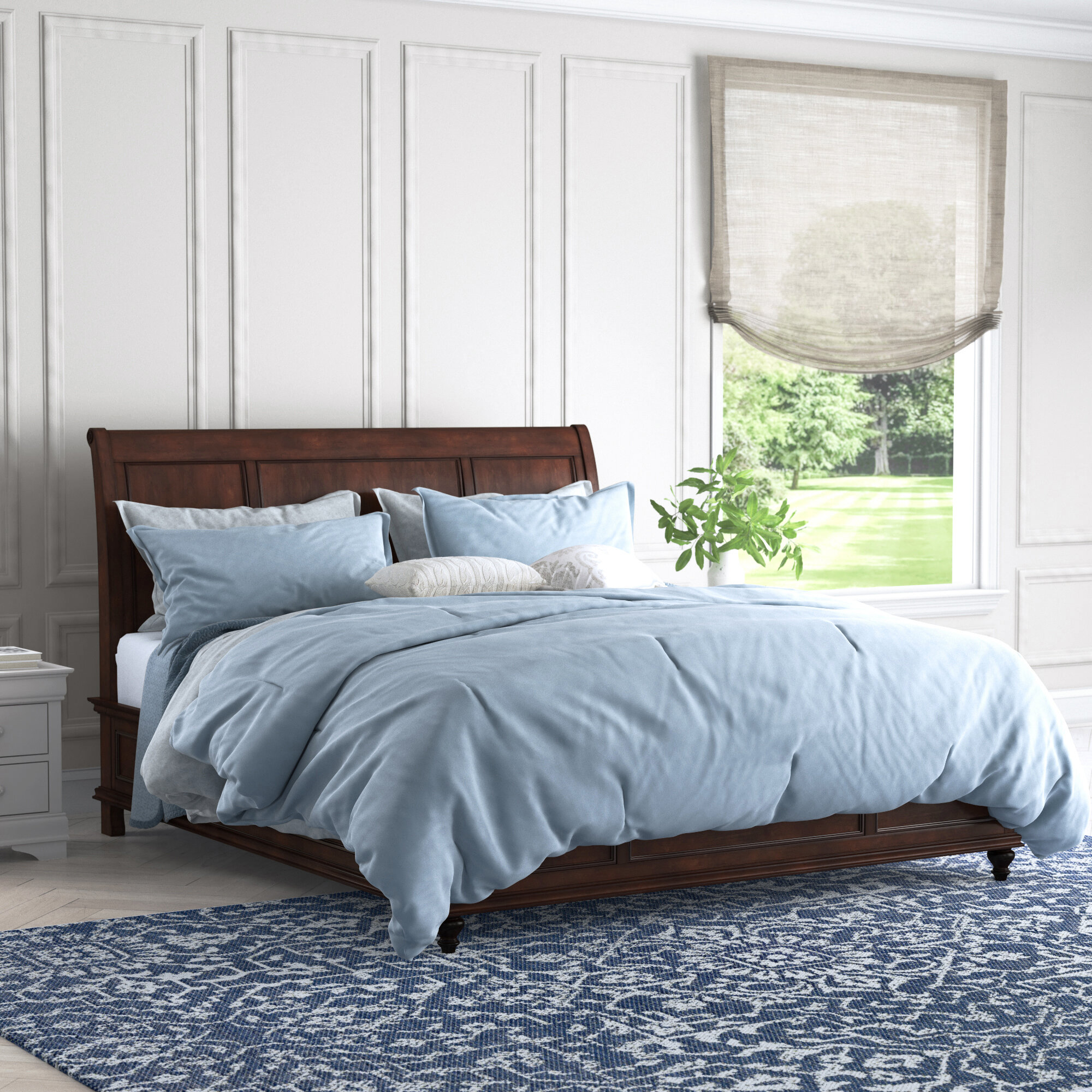 Zahir solid wood low profile sleigh bed store alcott hill