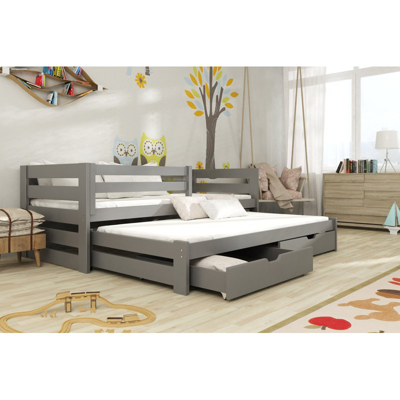 Cardoon Cabin Bed with Storage Included with Trundle Included, Graphite