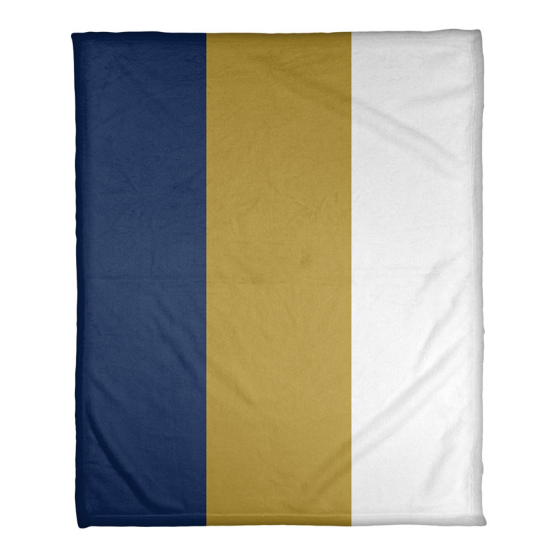 Quilted Throw Blanket, 52.5" W x 62.5" L, Navy Blue/Gold/White