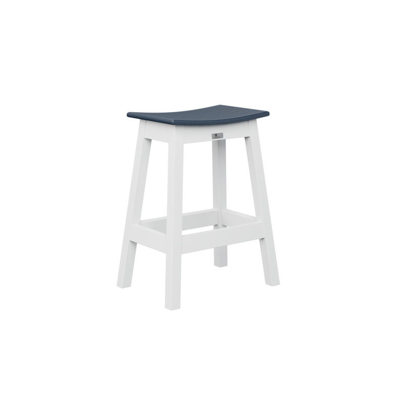  Tabouret de comptoir régulier bleu marine avec base blanche, Marine, 24.75"