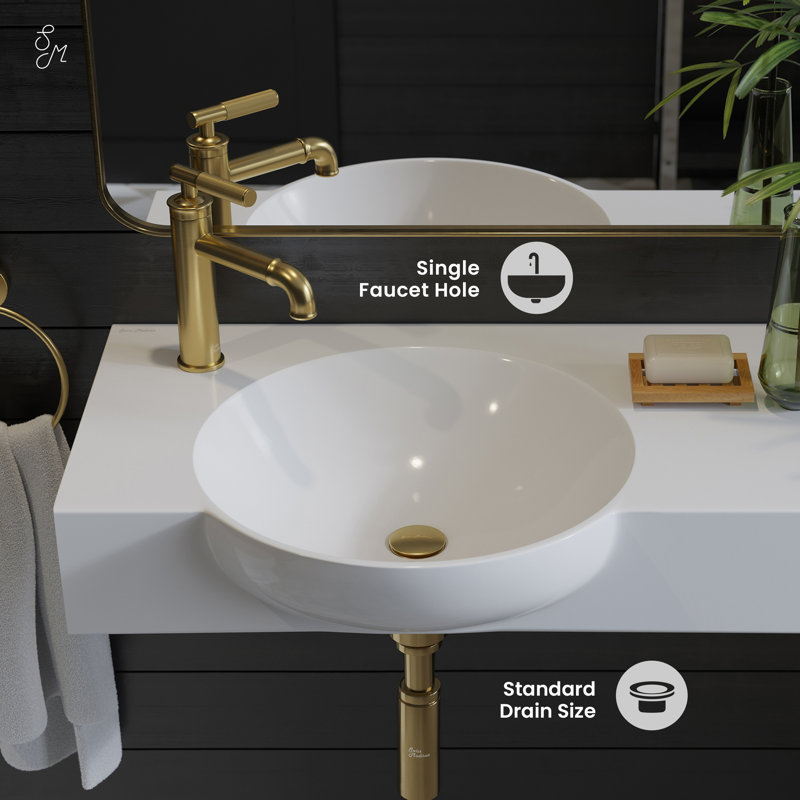 Chateau 30" Left Side Faucet Wall-Mount Bathroom Sink, Left, Glossy White