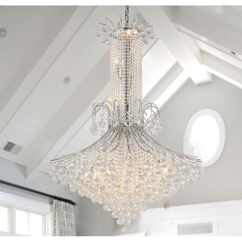 Contemporary 16-Light Chrome Crystal Chandelier 