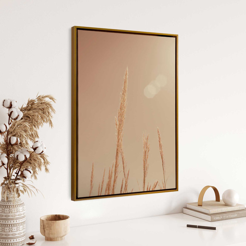 Reproduction d'herbes d'automne sur rouleau, Cadre flottant noir satiné, H 18,75 po x l 12,75 po x P 1,75 po