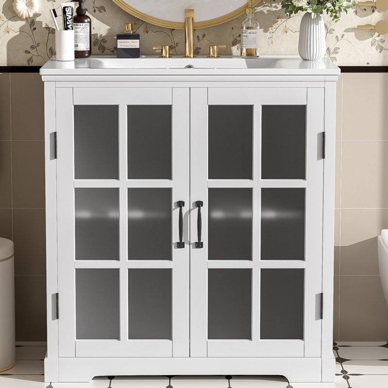 30'' Single Bathroom Vanity With Ceramic Top, White