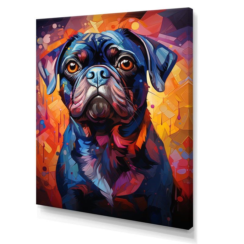 Popart Pug Parade VI sur toile, H 32 po x l 16 po x P 1 po, Toile tendue