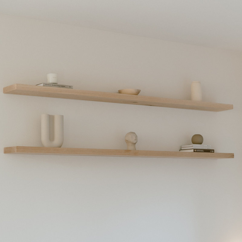 Nineveh Solid White Oak Floating Shelves, 2" H x 36" W x 6" D
