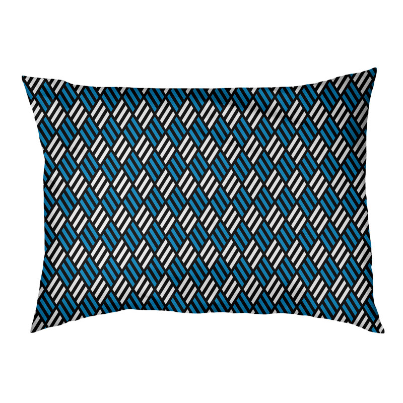Coussin pour chien à rayures losanges Byrge, Très grand (l 52 po x P 42 po x H 17 po), Noir / bleu clair
