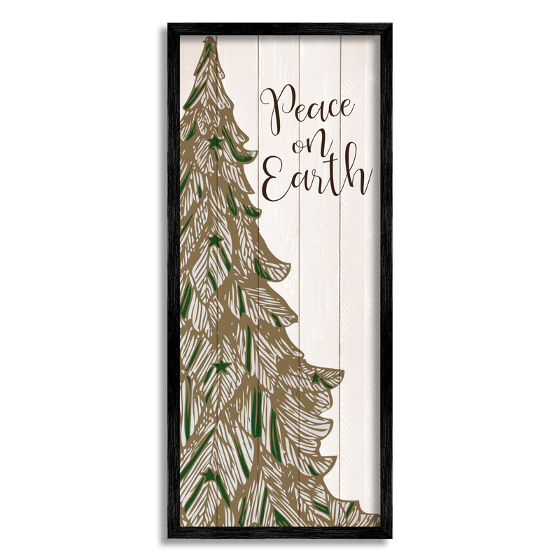 «Peace on Earth Tree» par Kim Allen - impression sur bois, Giclée encadrée noir minuit, H 24 po x l 10 po x P 1,5 po