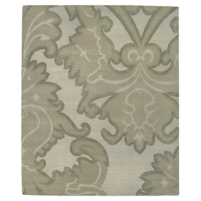 Damask Area Rug in Gray/Neutral