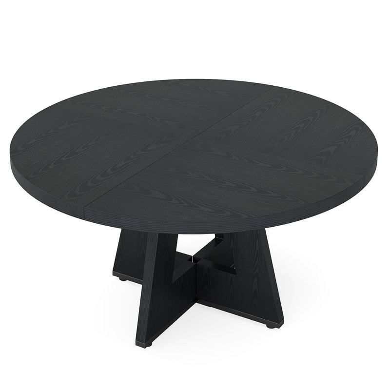 47" Round Farmhouse Dining Table, Black