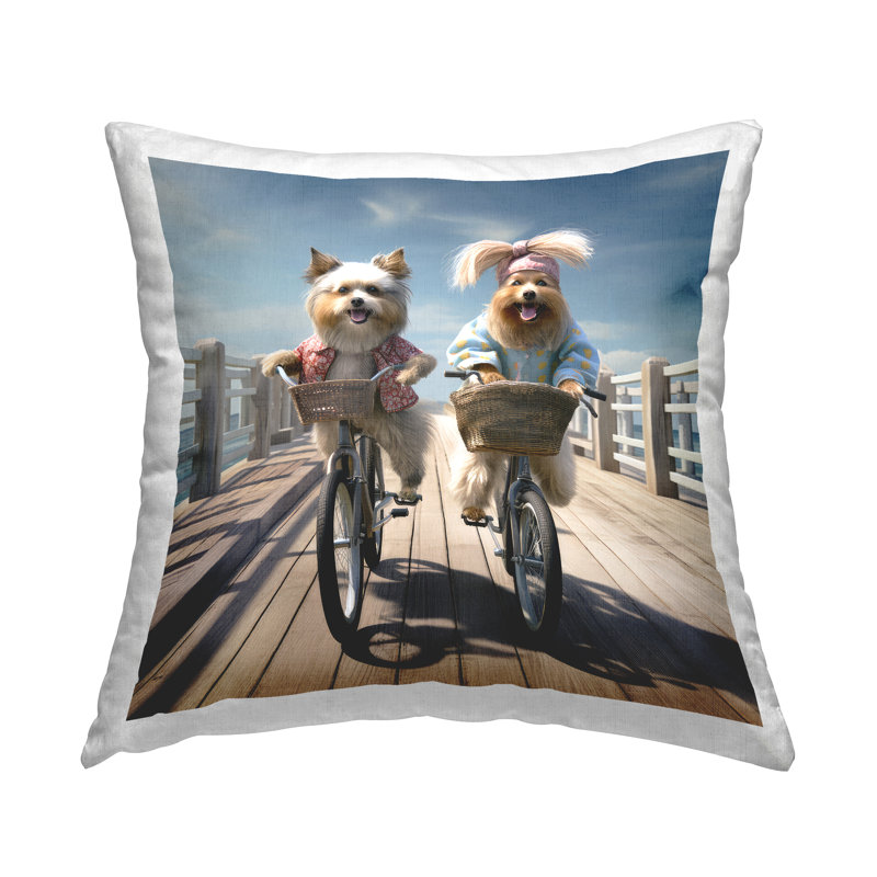 Coussin décoratif "Dogs Cycling Landscape" par Ray Powers