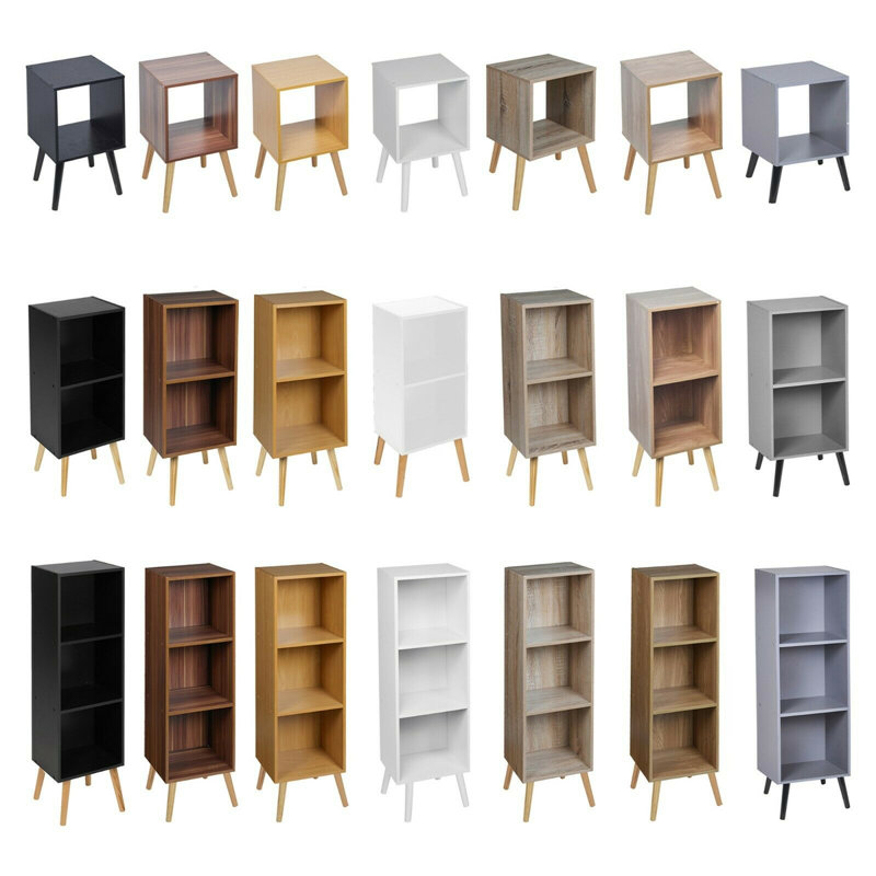Serlin Wood Standard Bookcase, 75cm H x 30cm W x 24cm D, Grey/Pine