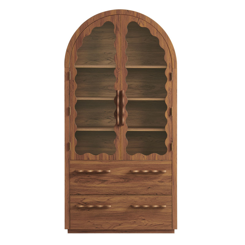 Armoire de cuisine arquée en noyer de 76 pouces Rory, Noyer